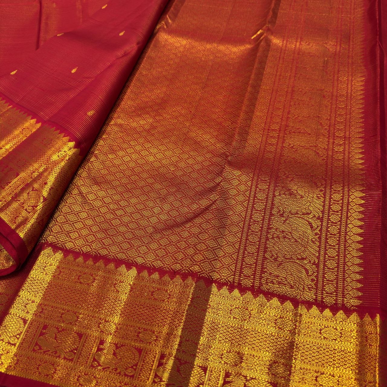 Deep Maroon Pure Kanchipuram Handloom Bridal Silk Saree